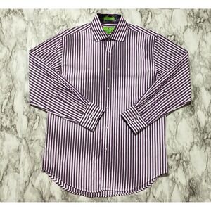 Bristol & Bull Men's Dress Shirt Size M 32-33‎ Purple Striped Long Sleeve